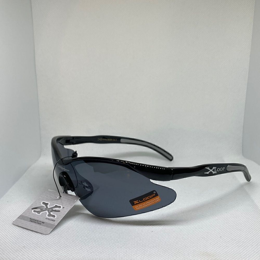X-Loop Mens Semi-Rimless Mens Dark Lens Sunglasses